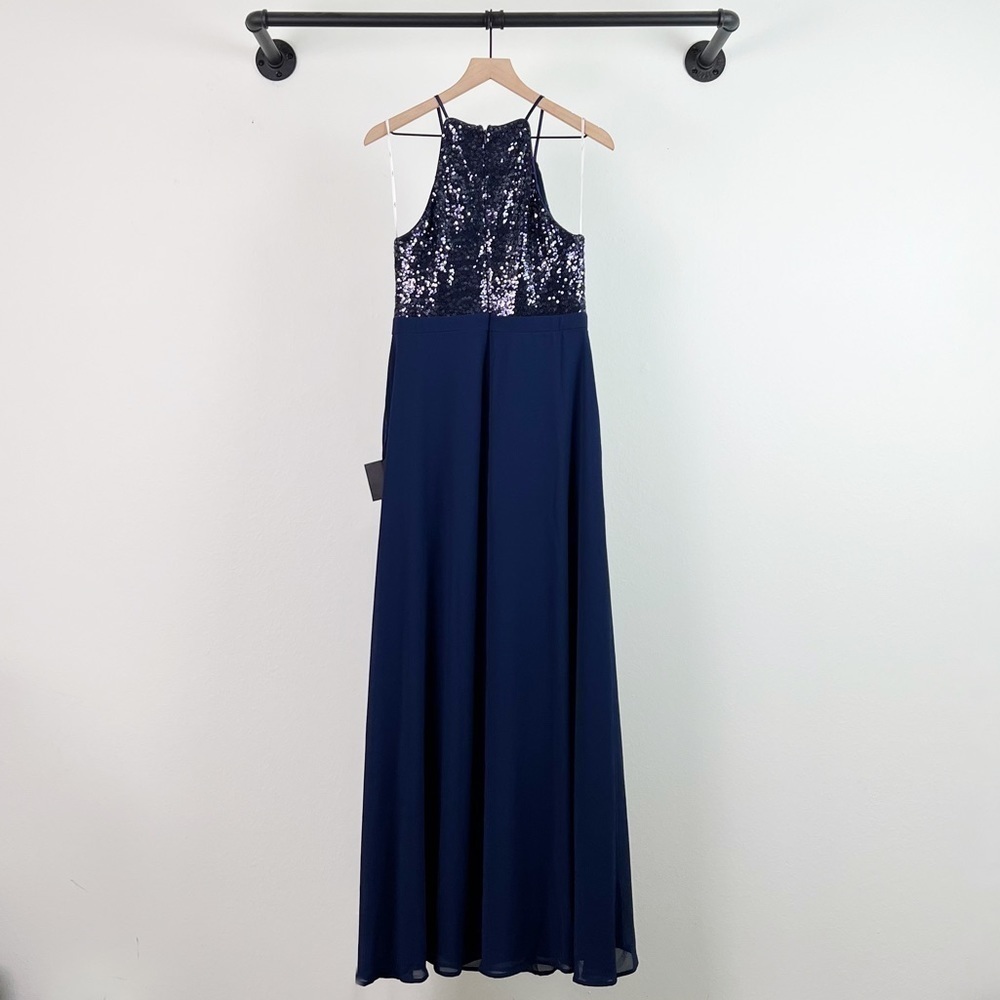 NWT Lulu’s Endlessly Enchanted Navy Blue Sequin Maxi Dress Gown - Picture 5 of 6